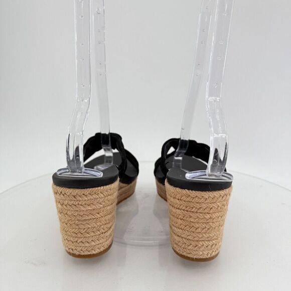 UGG Niyomee Espadrille Wedge Sandal Women's Size 10 Black Suede Leather Slide - Picture 3 of 14